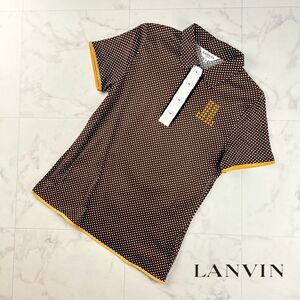 美品 LANVIN ランバン ドット柄ポロシャツ 半袖カットソー トップス レディース ブラウン サイズ38*OC1085