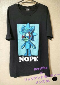 【Bershka × リックアンドモーティー】メンズ Tシャツ XL 黒色