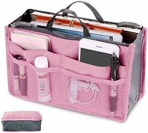 ピンク 化粧品バッグ マルチバッグ 化粧品収納ポーチ 収納バッグ トラベルポーチ インナーバッグ 多機能 軽量 バッグインバッグ 