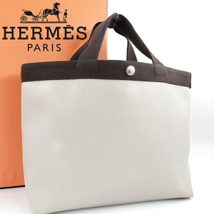 HERMES 1817 エルメス ●エルベシャプリエ Herve Chapelier 704GP キャンバススクエアトートB5 Mサイズハンドバッグ トートバッグ