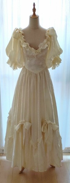 ヴィンテージドレス ウエディングドレス 花柄 80年代 プリンセスライン ワンピース フォーマルドレス 舞台衣装 イベント 結婚式 前撮り