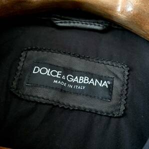 B14 極上のレザー! 定価38万 Lぐらい 50『ドルチェ＆ガッバーナ ドルガバ DOLCE&GABBANA』羊革 ラムレザー シャツ ジャケット ブラック 黒の画像4