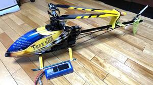 ! secondhand goods T-REX 500E PRO fly bar less battery 6S operation verification for 1 piece attaching 