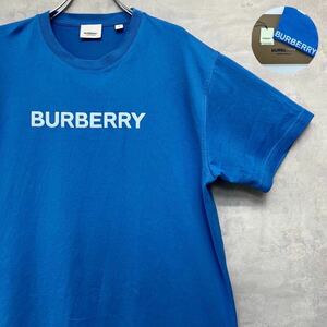 【極美品 現行】 バーバリーロンドン 「定価6.6万 箱付き」 BURBERRY LONDON 半袖 Tシャツ カットソー ロゴプリント ブルー 青 S メンズ