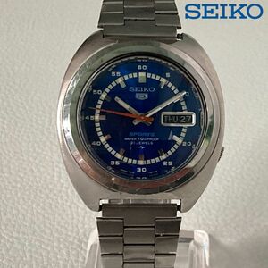 【可動品】SEIKO セイコー ５スポーツ 7019-7050 腕時計 文字盤 ブルー 自動巻き