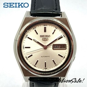 【可動品】SEIKO5 オートマチック デイデイド 文字盤色/シルバー アンティーク時計　7009-8761 ベルトジャンク　1978年1月、1988年に製造