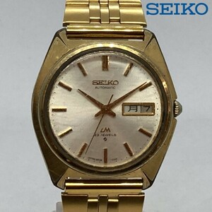 【可動品】SEIKO セイコー 腕時計 23石 オートマチック デイデイド ゴールド 文字盤/シルバー 5606-7000 ベルトジャンク