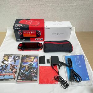 動作OK PSP-3000 本体 バリューパック レッドブラック 赤黒 完品 動作品 ゲームソフト2本付き 