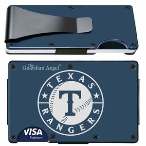 Texas Rangers Engraved Titanium Blue RFID Blocking Wallet w Clip D7 海外 即決