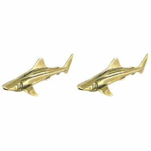 2pcs Brass Shark Figurine Small Statue Wealth Prosperity Figurine Desktop 海外 即決