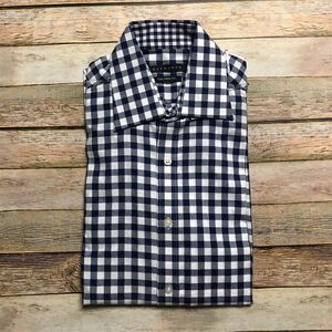 Sean John Mens Blue White Plaid Tailored Fit Dress Shirt 14.5 32 33 海外 即決