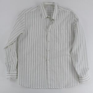 Custom Lightweight Shure Striped Button Down Shirt Sz. Large White Summer Shirt 海外 即決