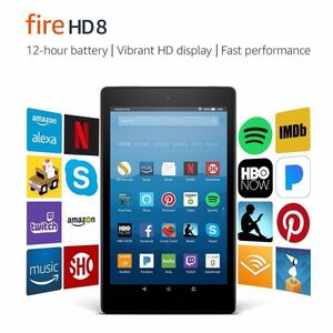 BRAND NEW Amazon Kindle Fire HD 8 Tablet 16 GB w/Alexa 7th Gen 2017 Black 海外 即決
