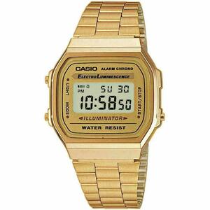 Casio Vintage A168WG-9 GOLD Stainless Steel Digital Casual Watch Alarm Stopwatch 海外 即決