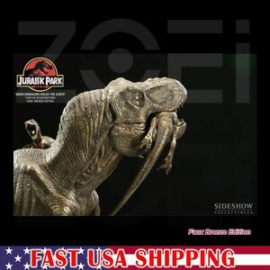 NIB Sideshow Faux BRONZE T-Rex vs Velociraptors Jurassic Park Statue Figure AP 海外 即決