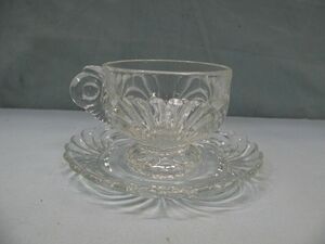 Vintage Cambridge Caprice Crystal Clear Glass Cup and Saucer 海外 即決