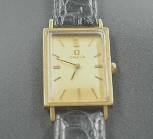 w210 18K GOLD OMEGA VINTAGE MANUAL WIND MENS WATCH 17 JEWEL 海外 即決