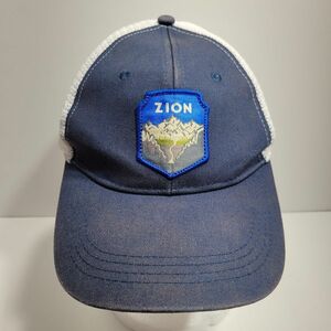 Zion National Park Hat Cap Snap Back Blue White Trucker Mesh Hiking Mens 海外 即決
