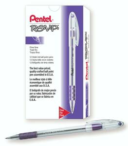 BK90-V Pentel RSVP Ball-Point Stick Pen, 0.7mm Fine Tip, Violet, Pack of 12 海外 即決