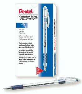 BK90-C Pentel RSVP Ball-Point Stick Pen, 0.7mm Fine Tip, Blue, Pack of 12 海外 即決