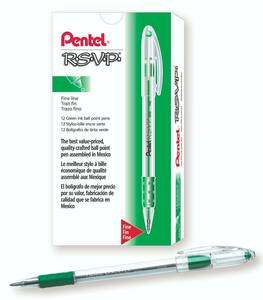 BK90-D Pentel RSVP Ball-Point Stick Pen, 0.7mm Fine Tip, Green, Pack of 12 海外 即決