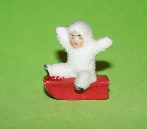 ANTIQUE HERTWIG GERMAN BISQUE SNOW BABIES BABY SITTING WITH ARMS UP ON SLED 海外 即決