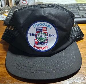 Vintage 1988-1990 Mead & NIC Mahrt, AL McBurney Safety First Trucker Cap Hat #TP 海外 即決