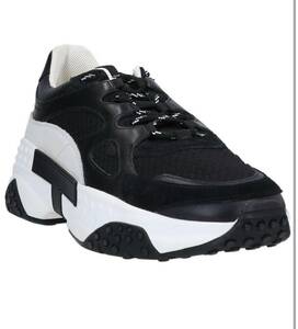 トッズ Men's Black レザー Textile White Outsole Italy Sneakers Shoes Size US 12 海外 即決