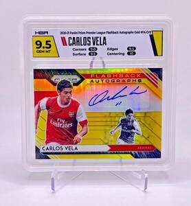 2020-21 Carlos Vela Panini Prizm Gold Arsenal FC Autographed 9/10 HGA 9.5/10 海外 即決