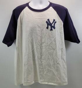 N) Majestic Derek Jeter Yankees Baseball White Blue T-Shirt XXL 海外 即決