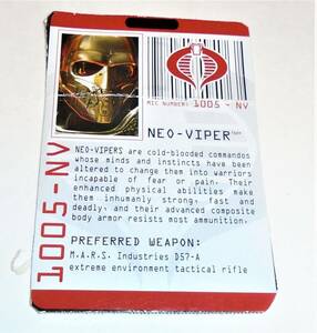 G I JOE File I.D. Card Filecard Rise Of Cobra 2009 Neo-Viper V9 海外 即決