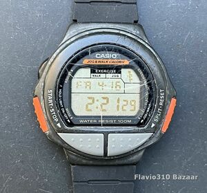 Rare CASIO JC-20 (1266) Running Man Jog & Walk Calorie 45mm watch - New Battery 海外 即決