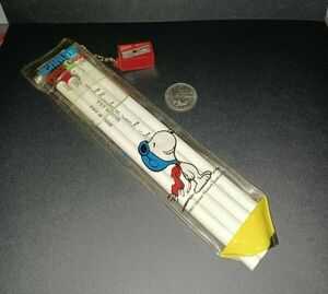 Vintage Butterfly Originals Peanuts Snoopy Pencils and Sharpner Set 海外 即決