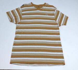 VTG ENYCE Sean Combs co size M mens shirt striped yellow Vneck short sleeves 海外 即決