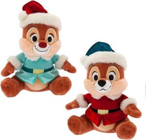 Disney Parks Christmas Santa Chip n Dale Holiday Plush Toy Set 9" Chipmunks New 海外 即決