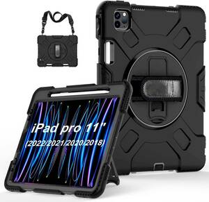 iPad Pro 11 case 4 th Gen. -Shockproof Full Body, Built-in Protective Film-Black 海外 即決