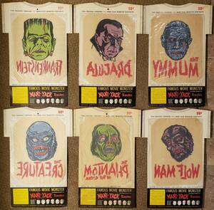 1964 FAMOUS UNIVERSAL MONSTER MANI-YACK IRON ON TRANSFERS SET OF 6 UNUSED MOC 海外 即決