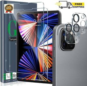 4 in 1 Tempered Glass for iPad Pro 12.9 4th / 5th Gen,for screen and Camera lens 海外 即決