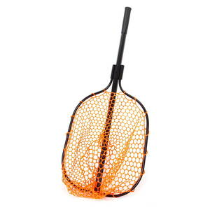 Rubber Mesh Fish Landing Net. High Visibility Orange Mesh and a Retractable 海外 即決