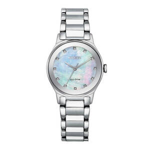 Citizen Women Eco-Drive Watch with Axiom Stainless Steel Band White Pearl Dial 海外 即決