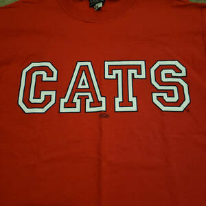 Vintage E5 Cats T-Shirt Men's Medium M Red White Short Sleeve 90s Made in USA 海外 即決