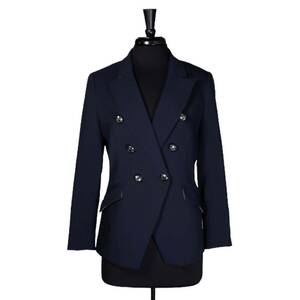Banana Republic Women's Blazer Navy Blue Double Breasted Stretch Suit Jacket 10 海外 即決