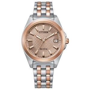 Citizen Eco-Drive Women's Peyten Silver Rose Gold Calendar 33MM Watch EO1226-59X 海外 即決