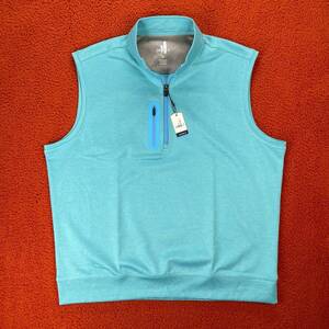 JOHNNIE-O Mens XL Denny Performance 1/4 Quarter-Zip Pocket Vest Ibiza Blue $128 海外 即決