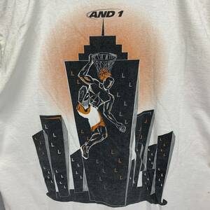 Vtg 90s AND1 Mens Cut Off Basketball Graphic Crew Neck Trashed Cotton T-Shirt XL 海外 即決