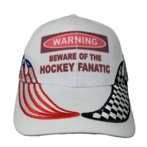 Otto Men's Strapback Hat White OSFM Embroidered Flags Beware Hockey Fanatic 海外 即決