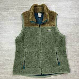 LL Bean Men L Sherpa Vest Large Deep Pile Fleece Green Full Zip 511202 Gorpcore 海外 即決