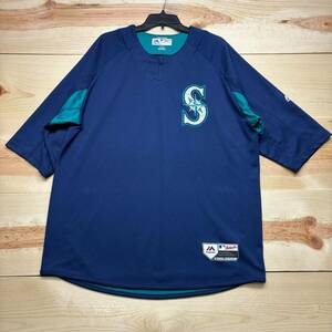 Seattle Mariners Shirt XL Batting Practice Pullover Majestic Warm Up Cool Base 海外 即決