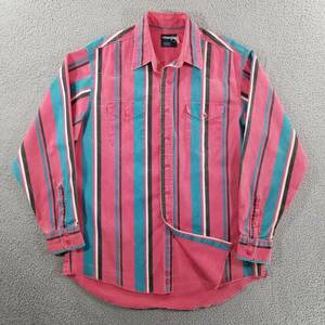 Vtg Wrangler Brushpopper XL Striped Western Rodeo Cowboy Pink Blue 17 35 海外 即決