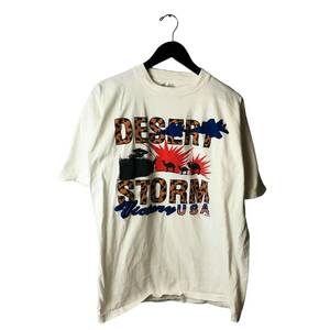 Vintage 90s Desert Storm Victory USA T Shirt Adult White XL Extra Large Camel 海外 即決